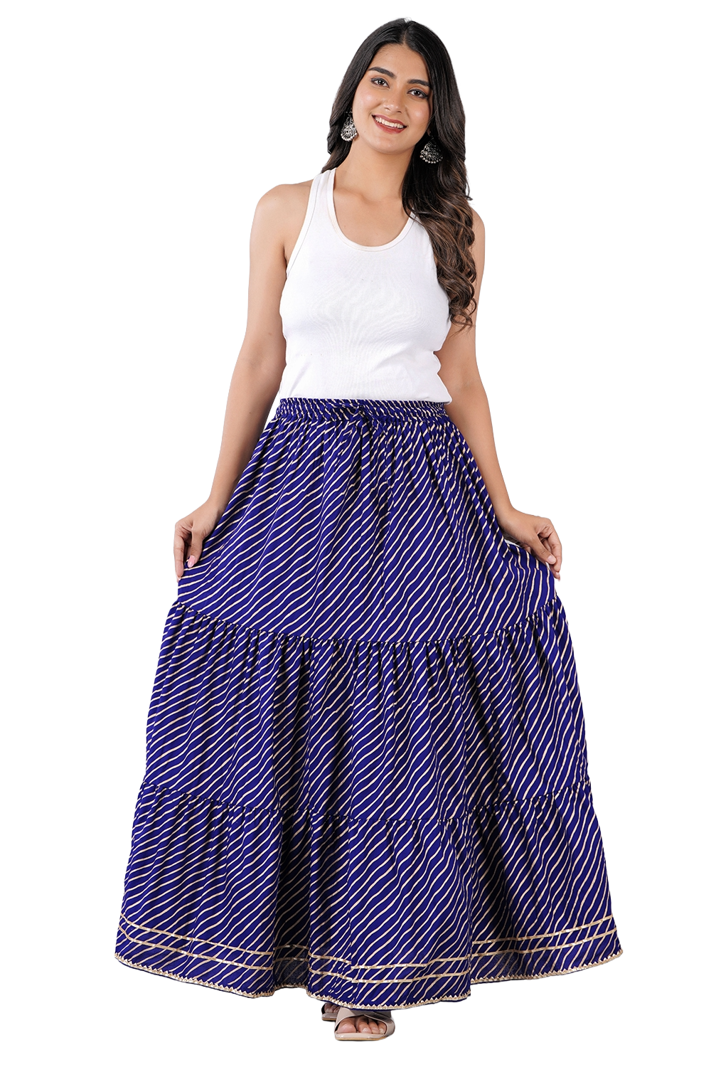 Authentic Rajasthani Blue Leheriya Pattern Printed Skirt and Lehenga Set